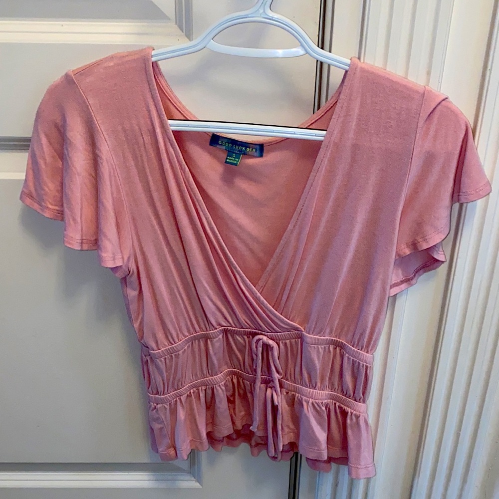 Pink ruffle blouse